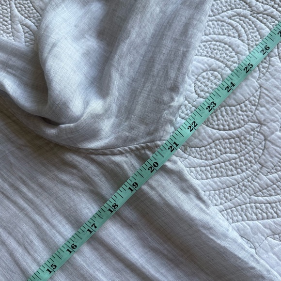 CP Shades Light Gray Ruffle-Front Linen Button-Up Top - Picture 10 of 12